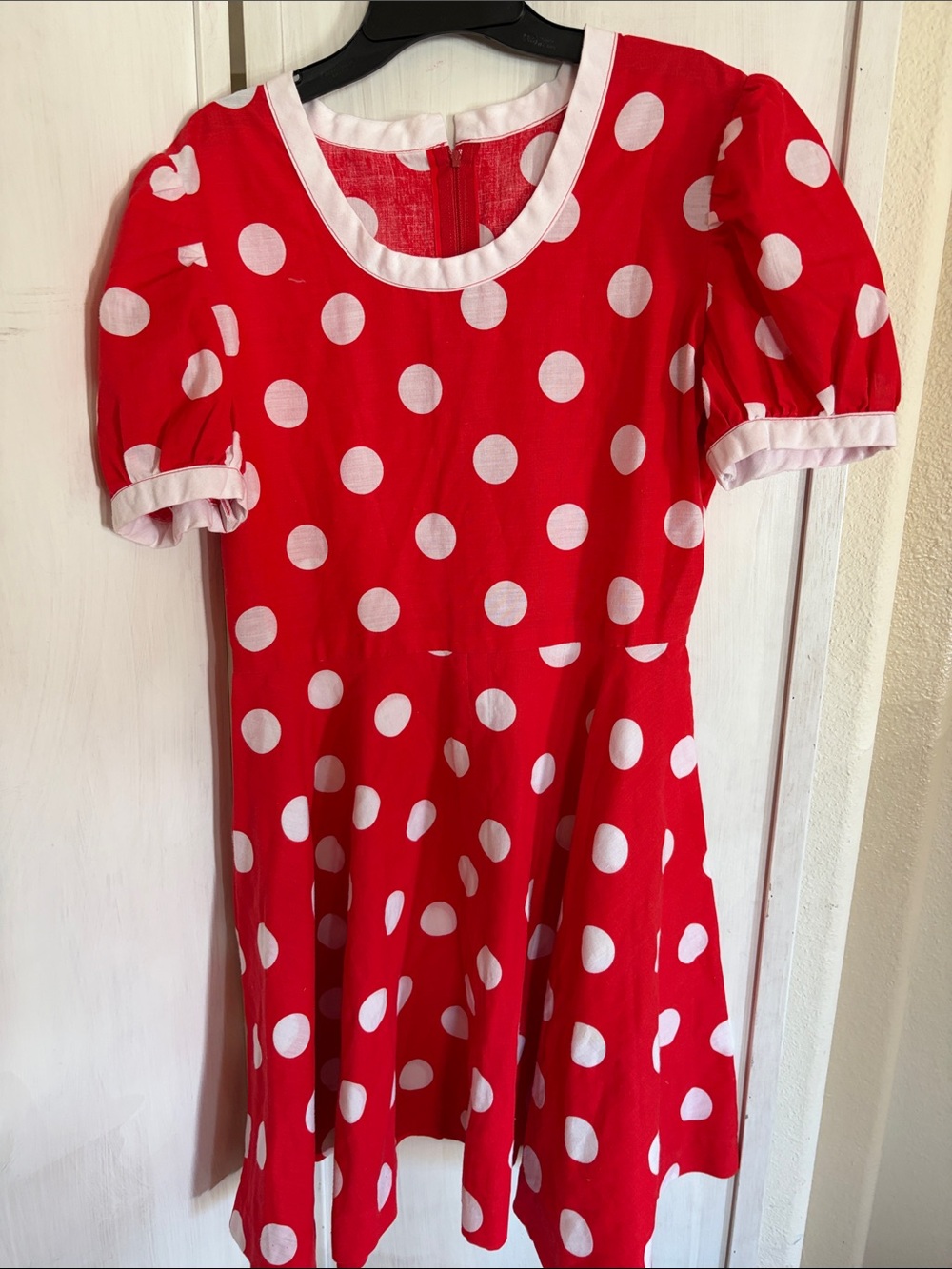 Handmade vintage Minnie Mouse/ disney inspired Dress with White Trim
